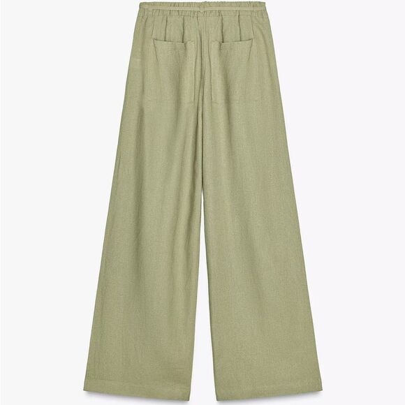 ZARA WIDE LEG LINEN PANTS WITH BELT - Picture 7 of 7